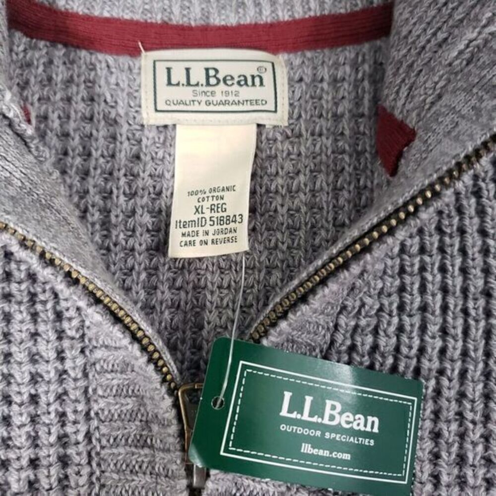 NEW L.L. Bean Quarter‎ Zip Seed Stitch Tri-Color Knit Pullover Sweater Size XL - Picture 4 of 5